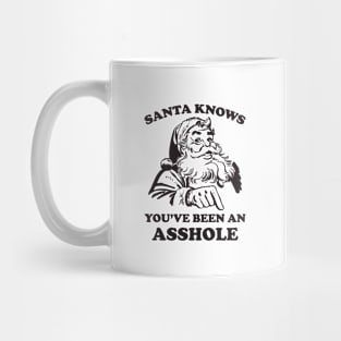 Santa Knows You've Been An Asshole Funny Christmas Mug